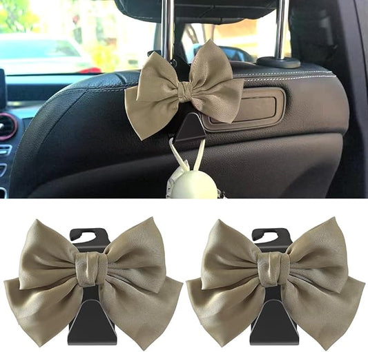 2 Pack Car Seat Headrest Hook, Auto Seat Hook Hangers Storage Organizer Interior Accessories for Handbag Clothes Coats Grocery Bags (Grass green)