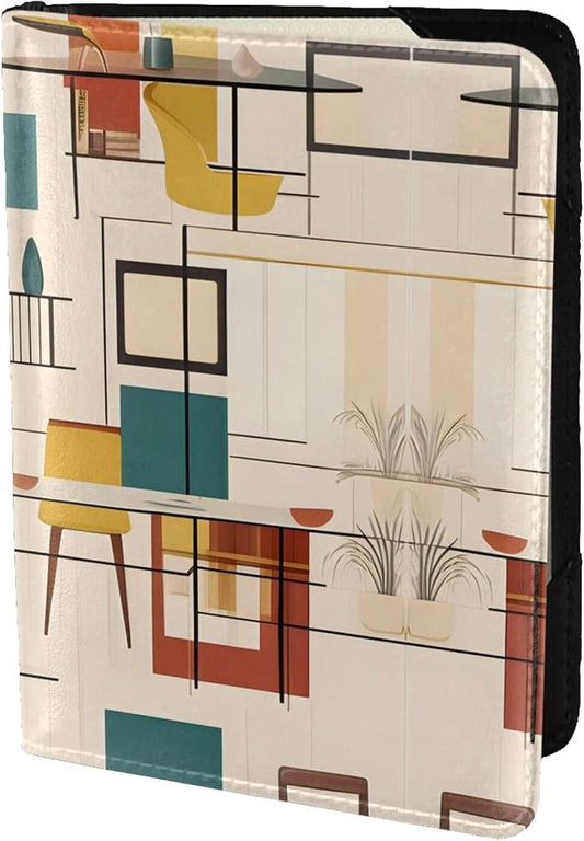 Mid Century Modern Passport Holder, Ultra-Thin, Lightweight Travel Wallet, Unisex.