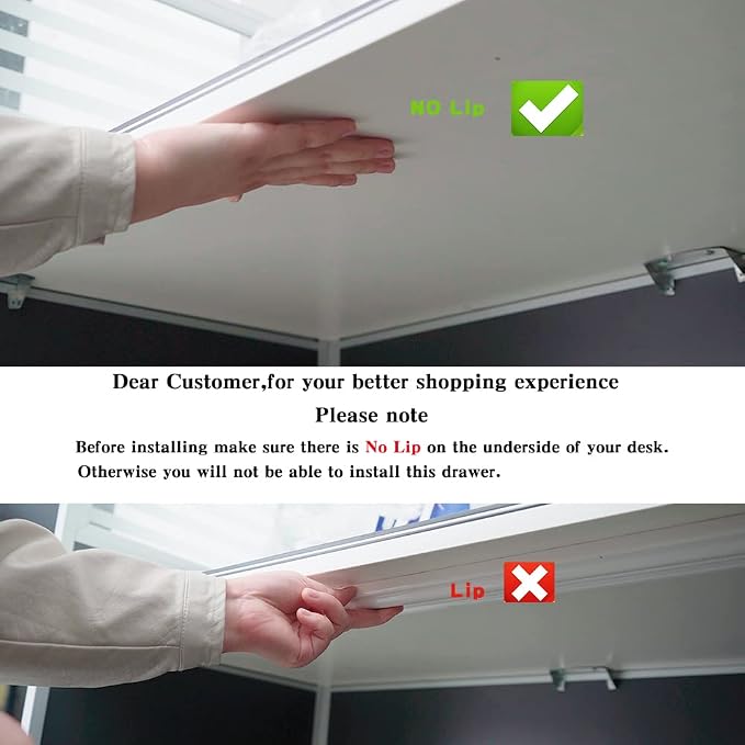 Under Desk Drawer Storage Organizer - 2 Pack (Large and Small) Black - (Please Note - Drawer Size/No Lip Under Desktop) - 2 Installation Methods (Screw or Adhesive)