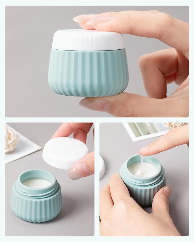 Mrsdry Travel Containers for Toiletries 4 Pack, TSA Approved Travel Size Toiletries, Travel Size Containers, With Clear Bag Leak Proof Silicone Jars, Travel Essentials Creams Jars Carrying Small Items