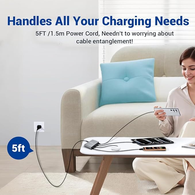 635W GaN Super Fast Charging Station for Multiple Devices,8 Port USB C Charger Stations for iPhone,iPad,MacBook,Tablet,Android Cell Phone,Type C 200w Desktop Multi-Device Charging Hub Block