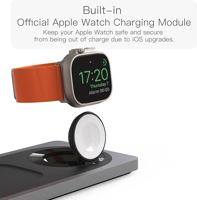 3-in-1 Charging Station for Apple Devices: Used for iPhone and Watch Charging Station with Magsafe Charger Stand, Wireless Charger for iPhone 17 Air 16 15 14 13 Series, Apple Watch Ultra, AirPods Pro