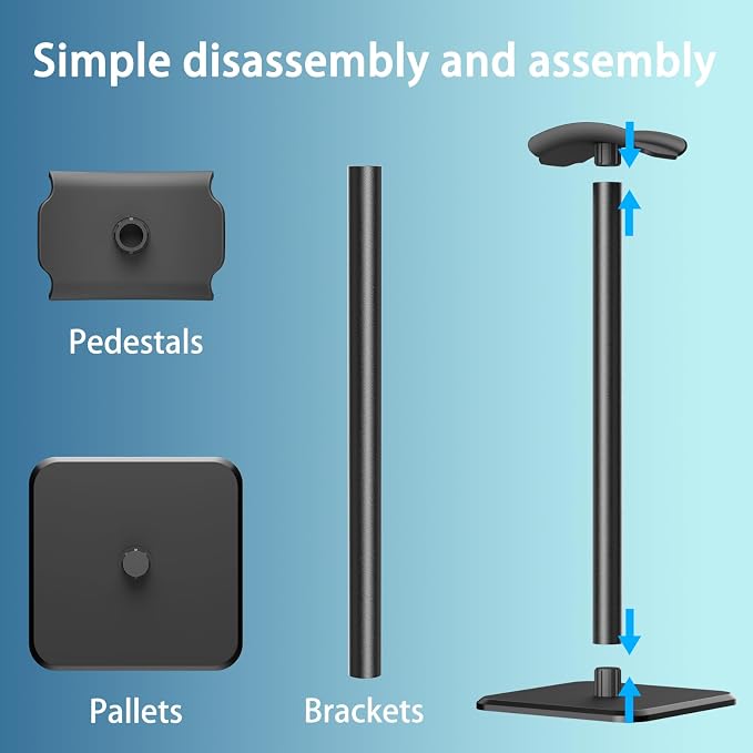 Headphone Stand - Headset Stand with Aluminum Hanger, Headphone Holder for AirPods Max, Sony, Bose, Beats and More (Black)