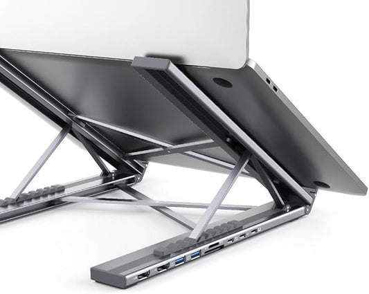 M91 Laptop Docking Station Dual Monitor Stand, 9 in 1 USB C Hub 2 HDMI 4K@60Hz, Portable Laptop Stand with USB Ports, Multiport Adapter USBC Dock Station Computer Holder for MacBook Pro/Air