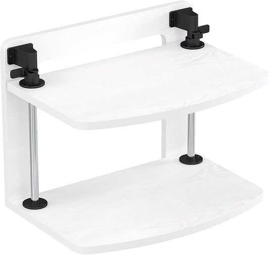 Computer Monitor Stand Riser for Reduced Neck Strain, Adjustable Height Desk Shelf Organizer Monitor Riser Stand for PC Monitor - Not for Laptop - Withe - Wood Grain, MR01-M