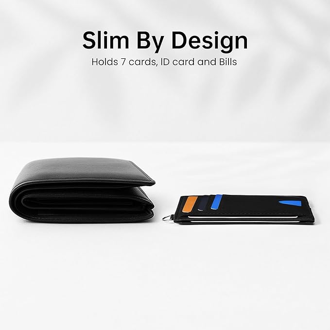 Mayski Slim Wallet, Credit Card Holder for Women, Minimalist Front Pocket RFID Blocking Card Cases, Small Wallet Women Men(Grain Black)