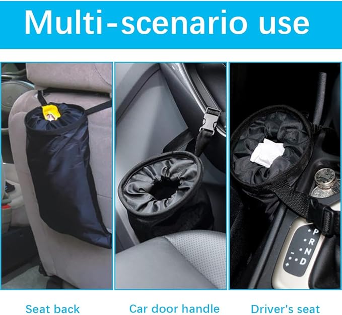 2PCS Foldable Cars Storage Bag, Car Garbage Bags, Hanging Back Seat Car Garbage Bag, Leak-Proof Waterproof Car Trash Bin, Oxford Cloth Foldable Auto Trash Bin Universal for Most Cars