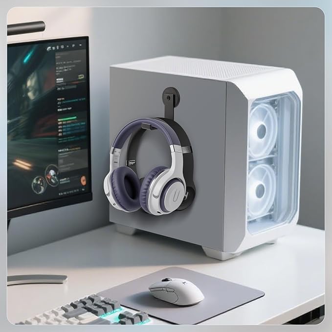 Magnetic Headphone Holder, Headphone Hanger for Desk & Table, 1PCS Aluminum Headset Hooks, Headphone Mount Stand with Rubber Pad, Compatible with All Computer/Gaming Headsets