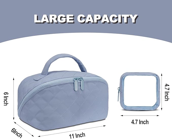 Makeup Bag,Quilted Puffer Cosmetic Bags,Travel Toiletry Bag for Women,Large Capacity Waterproof Make up Bag Set