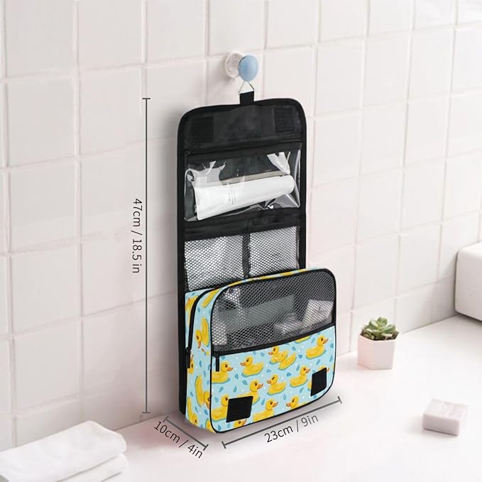 senya Hanging Travel Toiletry Bag Cute Kit Makeup Case Cosmetics Organizer for Men Women (Many Duck)