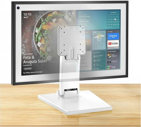 Jakeko for Amazon Alexa Show 15 Stand Mount Tilt Soporte para Alexa Accessories Eco Show 15 Accessories Adjustable Rotation Bracket Easy Installation Foldable Easy Storage (White)
