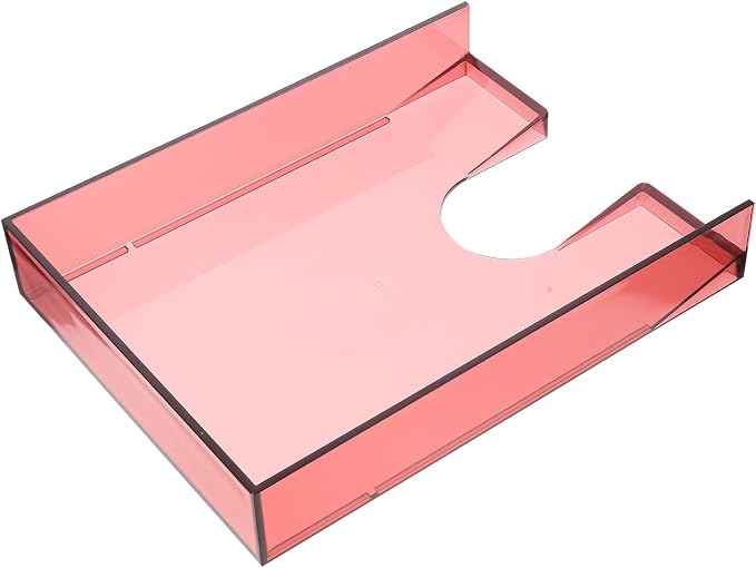 OSALADI Stackable Transparent Document Case File Storage Box Office Organizer Wine Red Eco-friendly Desktop File Holder for Home and Study