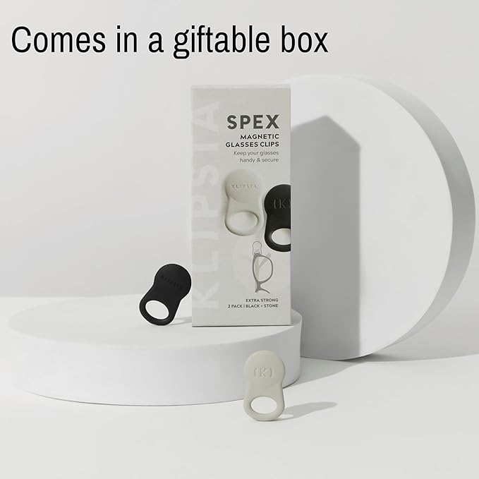 SPEX Glasses Clips (2-pack) - Magnetic Glasses Holder for Clothes. Eyewear Strap Alternative, ID Badge Holder.