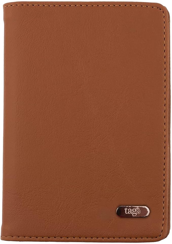 tag8 Passport Holder and Finder, Genuine Leather Passport Cover, RFID Blocking Technology to Shield Passport from Damage, Dual Passport Wallet Case for Cards and Documents