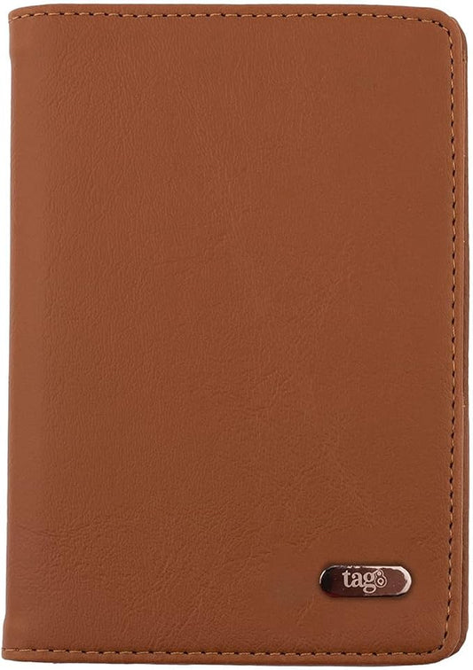 tag8 Passport Holder and Finder, Genuine Leather Passport Cover, RFID Blocking Technology to Shield Passport from Damage, Dual Passport Wallet Case for Cards and Documents