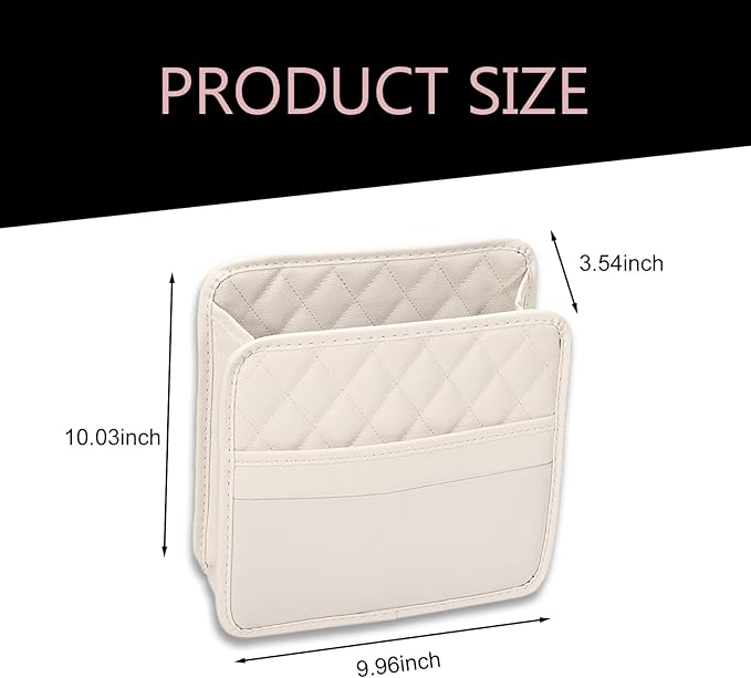 Car Seat Back Organizer, PU Leather Auto Hanging Storage Pocket, Multipurpose Upgrade Waterproof Back Seat Organizer, Travel Essential Accessory, Universal for Most Cars (Beige)