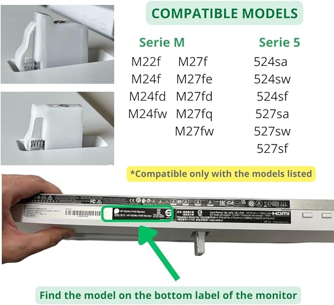 VESA Mount Adapter for HP M Series & 5 Series Monitors (M22f, M24f, M24fd, M24fw, M27f, M27fe, M27fd, M27fq, M27fw, 524sa, 524sf, 524sw, 527sa, 527sf, 527sw) ??Monitor Mount Adapter for Non-VESA HP Monitors ??VESA 75x75 Compatible