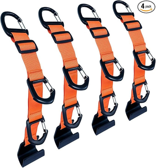 Car Headrest Hooks, Backseat Storage Organizer Hangers, Universal Vehicle Seat Back Hooks, 4 Pack (Orange)