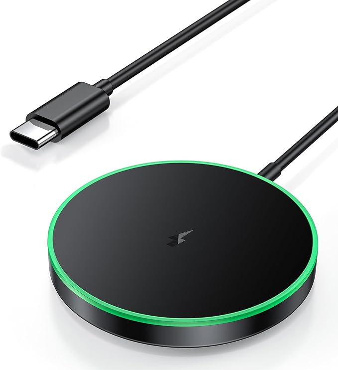 Magnetic Wireless Charger 15W Mag Safe Charger-Fast Charging Pad Compatible with iPhone16/15/14/13/12 Series & Airpods 2 3 Pro-LED Mag-Safe Pad with Dual Charging Ports Original Replacement（Black）