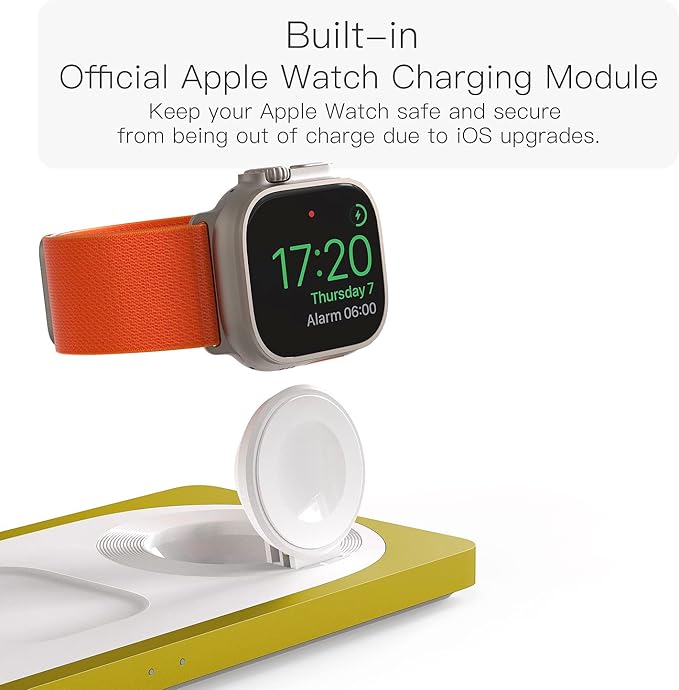 3-in-1 Charging Station for Apple Devices: Used for iPhone and Watch Charging Station with Magsafe Charger Stand, Wireless Charger for iPhone 17 Air 16 15 14 13 Series, Apple Watch Ultra, AirPods Pro