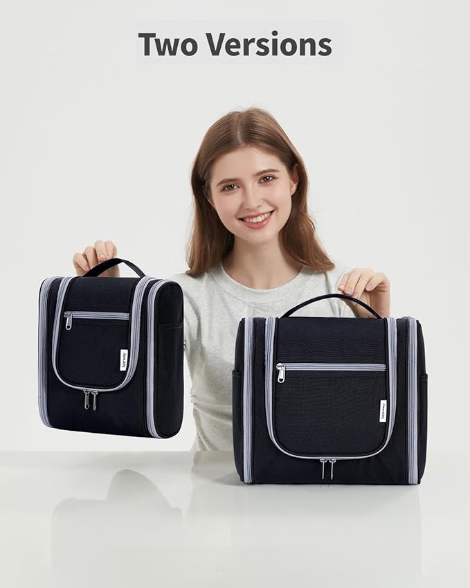 Narwey Hanging Toiletry Bag for Women Travel Makeup Bag Organizer Toiletries Bag for Cosmetics Essentials Accessories (Large, Black)