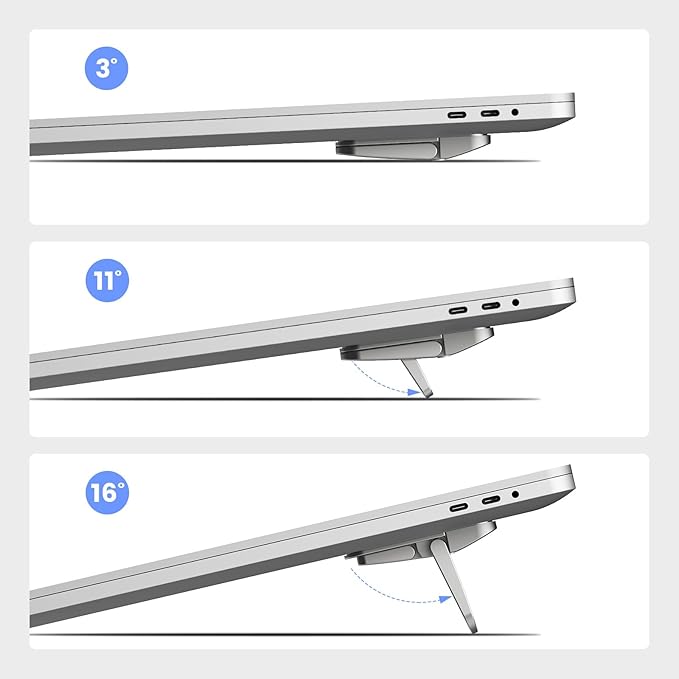 Nillkin Computer Keyboard Stand for Desktop with 3 Adjustable Angles, Mini Laptop Feet, Flip Keyboard Riser Feet for Keyboards, Laptop Stand for MacBook, Dell, HP, Other 14-16 Inches, Silver