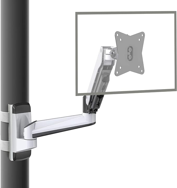 CondoMounts CLMMMAW2022 Pillar Mount | No Drill-Strap on | Height Adjustable |18lbs | up 32 inch TV & Monitor | White | Perfect for Posts in Patio Gazebo | Any Size Pole Larger Then 3 inch