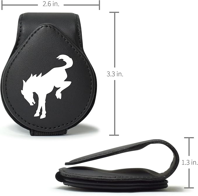 iPick Image for Ford Bronco Logo Black Leather Magnetic Sunglass Holder Car Sun Visor Mount Clip - Official Licensed