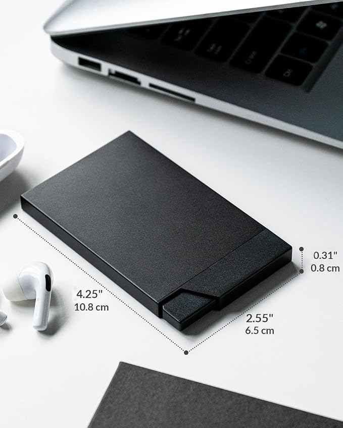 VULKIT Pop up Card Holder Minimalist Credit Card Holder RFID Blocking Slim Metal Card Case for Men or Women(Black)