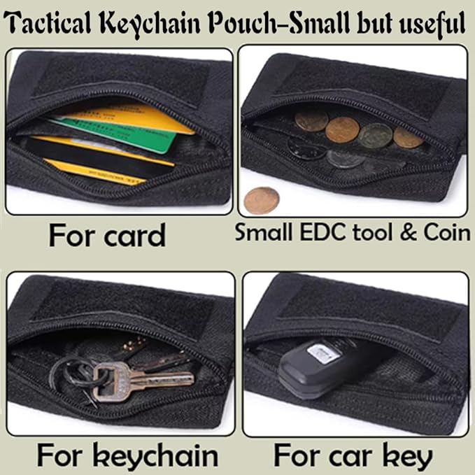 Tactical Keychain Pouch - Military Mini Size Belt Gear EDC Pocket Organizer as Coin Purse ID Card Holder Car Fob Key Waist Case Wallet Earphone Pack (2 Orange)