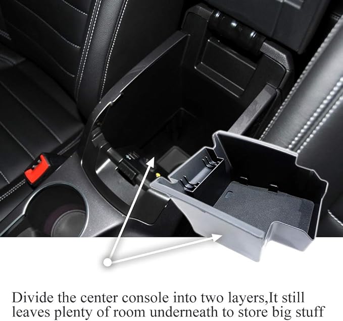 Vesul Center Console Storage Box Compatible with Ford Escape 2013 2014 2015 2016 ABS Tray Insert Armrest Organizer Glove Pallet