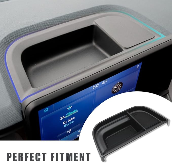 Muslogy Dashboard Storage Organizer Tray Compatible with Ford Maverick 2024 2022-2023 & Hybrid XL XLT Lariat Accessories Dash Insert Tray Behind Screen Won't Fit 2025 Maverick (Black)