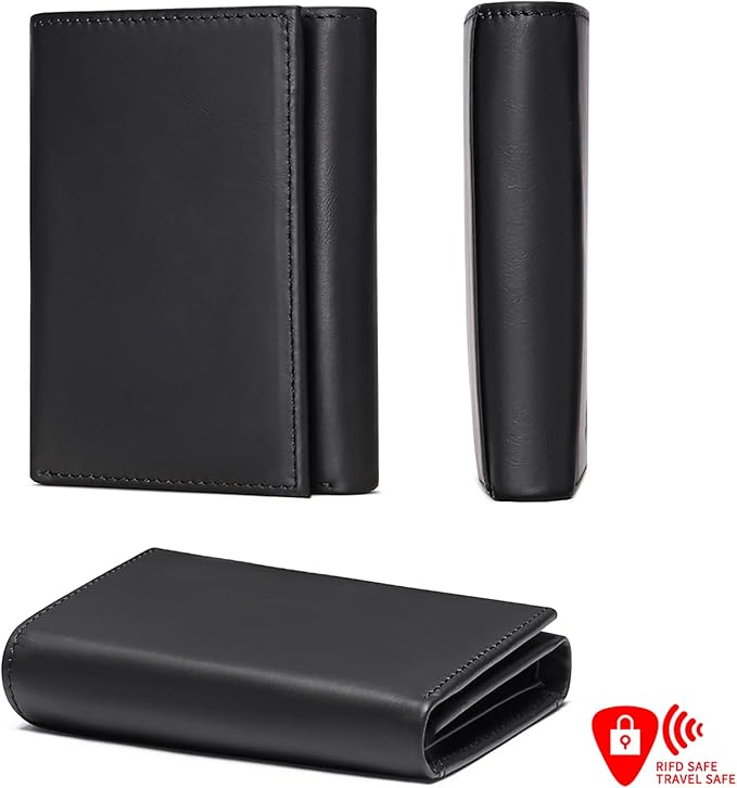 FALAN MULE Men's Wallet Genuine Leather Trifold Wallet With ID Window