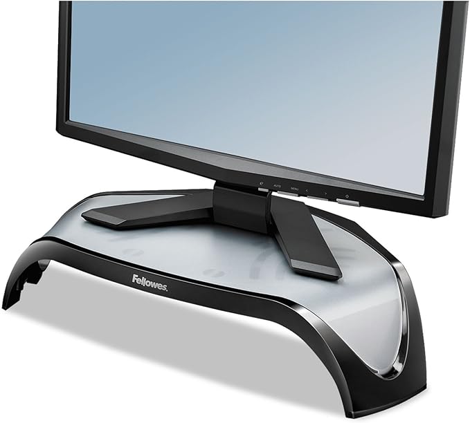 Fellowes 8020101 Corner Monitor Riser, Adjustbl,18-1/2-Inch x12-1/2-Inch x5-1/8-Inch, BK/GY