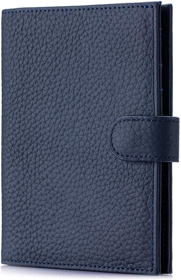 RFID Blocking Leather Passport Holder for Travel Women & Men | Slim Passport Wallet for Womens with Card Slots, Zippered Coins Pocket and Cash Holder, Gift Box Ready (Sapphire Blue)