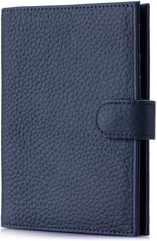 RFID Blocking Leather Passport Holder for Travel Women & Men | Slim Passport Wallet for Womens with Card Slots, Zippered Coins Pocket and Cash Holder, Gift Box Ready (Sapphire Blue)