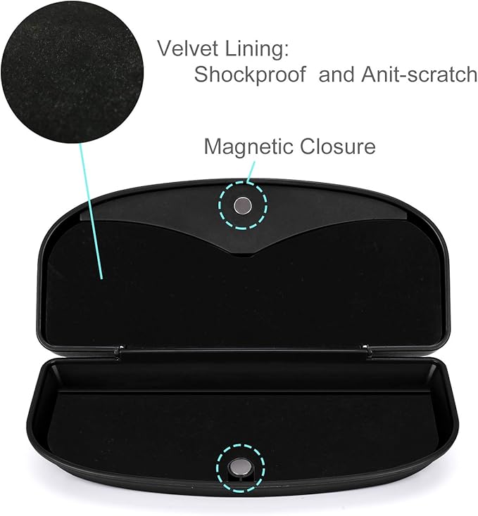MOSISO Car Visor Sunglasses Case, Universal Automotive ABS Eyeglasses Holder Protective Box Clip Eyewear Hard Shell Storage Organizer with Magnetic Closure and Double Card Clamp, Piano Black
