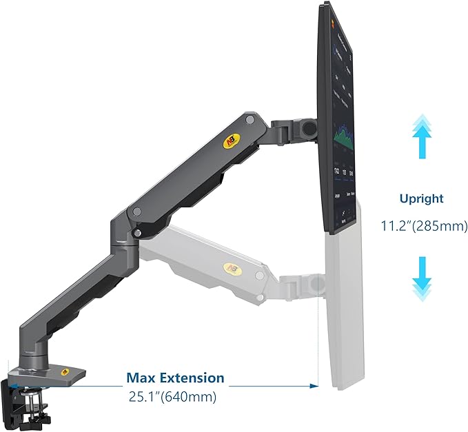 NB North Bayou Heavy Duty Monitor Arm Desk Mount, Full Motion Stand for 27"-45" Big Screens, 11lbs-33lbs Weight Capacity, Gaming Monitor Stand G60