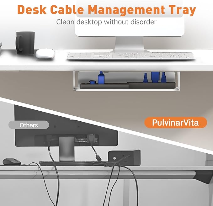 Dual Motor Standing Desk Frame 256 lbs Weight Capacity, Stand up Desk Frame Workstation, Electric Adjustable Legs, 3 Memory Height Settings, with Cable Management Tray, 2pcs Headphone Hook