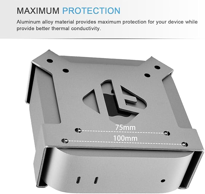 IFCASE Mac mini M4 Pro Mount, Behind Monitor, Under Desk, Wall Mount Stand for Mac mini M4/M4 Pro 2024 Compatible VESA Holder with Anti-Scratch Pad (Silver, 1 Pack)