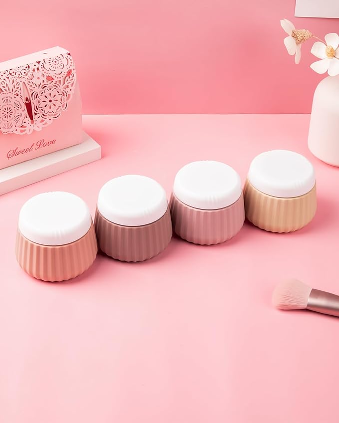 Mrsdry Travel Containers for Toiletries 4 Pack, TSA Approved Travel Size Toiletries, Travel Size Containers, With Clear Bag Leak Proof Silicone Jars, Travel Essentials Creams Jars Carrying Small Items