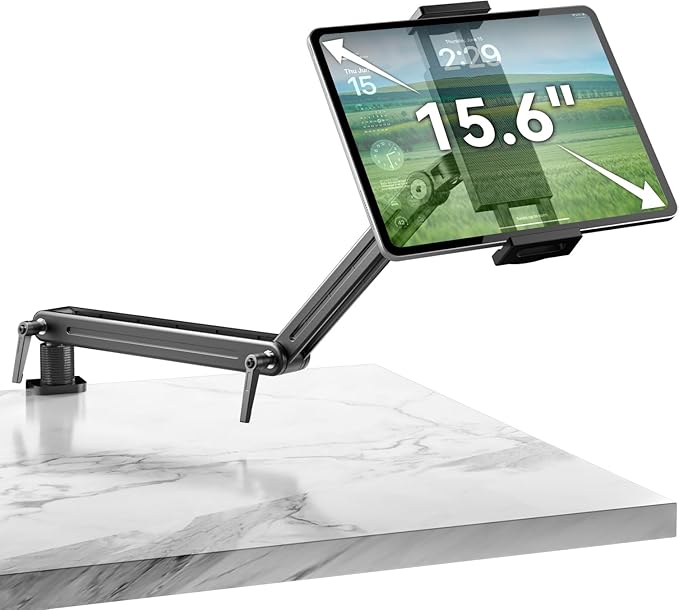 Mount Soporte para Tablet/Portable Monitor/Ereader - Strong Bearing Weight over 5.5lbs with Built-in Adjusting Wrench with 360°Rotate Base Fits for ipad 4.7-15.6" Tablet Stand Holder (Up to 15.6'')