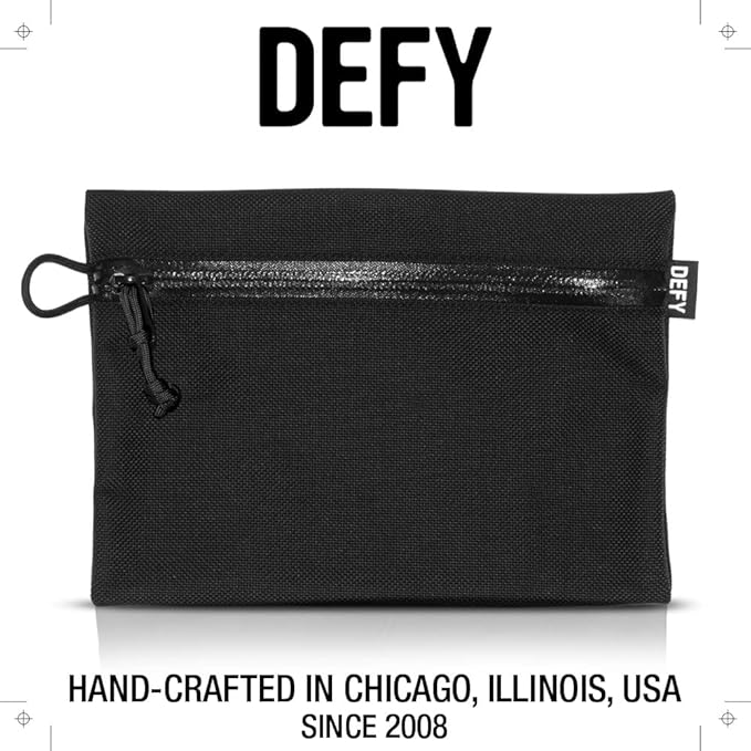 DEFY Project Ballistic Travel Pouch | Lightweight Nylon Organizer For Accessories | Premium Tech Wallet | Water Resistant Travel Organizer (Medium, Black)