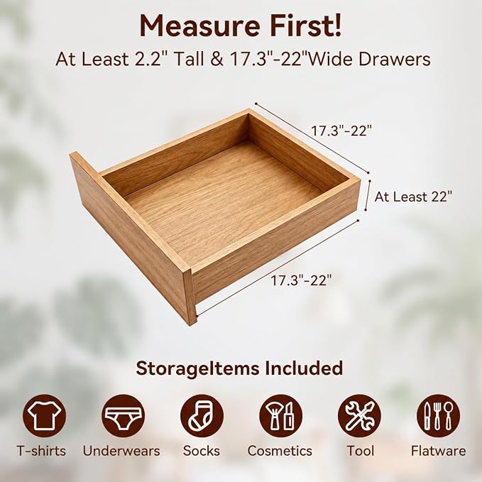 Drawer Dividers,Kitchen Drawer Organizer,2 Pack 17.3''-22'' Adjustable Bamboo Drawer Dividers