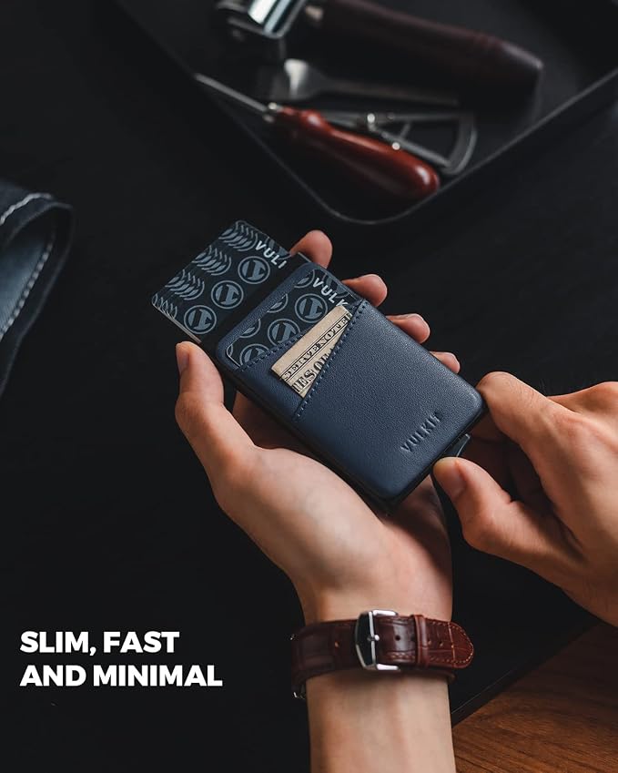 VULKIT Cardholder Wallet for Men Metal Wallets with RFID Blocking Layer Slim Minimalist Aluminum Wallet with Pop up Quick Card Access Business Card Holder, Holds up to 7 Cards