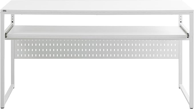Music Studio Desk with Keyboard Tray, for Full 88 Keys and 61 Keys (Music Producer Desk) (White, 88 Keys (Without Height Adjustment Bracket)