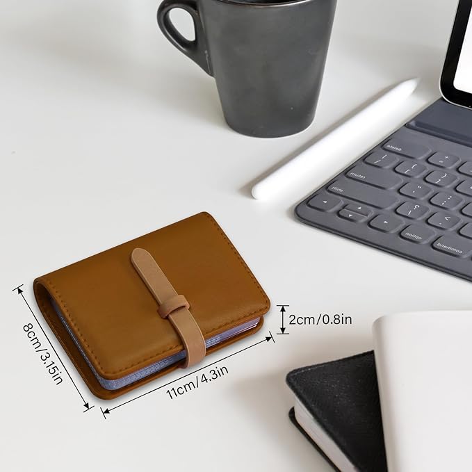 Credit Card Holder with 40 Suitable Slot, ID Card Case PU Leather Wallet for Women Men Business Organiser Pocket (Little Brown)