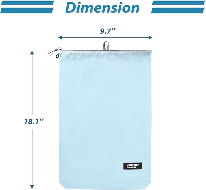 Veki 2 Pack Travel Laundry Bag, Waterproof Dirty Clothes Bags with Handles, Washable Wet Dry Bag, Essential Storage Organizer for Camping, Gym, Swimsuit, Suitcase, College Dorm (Blue&Grey, Large)