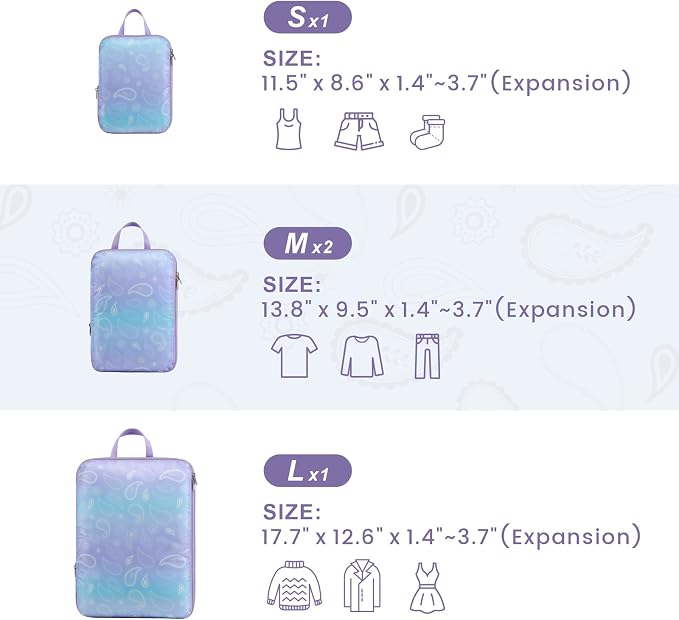 Cambond Compression Packing Cubes for Travel - Lightweight Expandable Travel Bags Luggage Organizers Travel Essentials Compression Cubes for Travel Space Saver for Carry on Suitcases Organizer