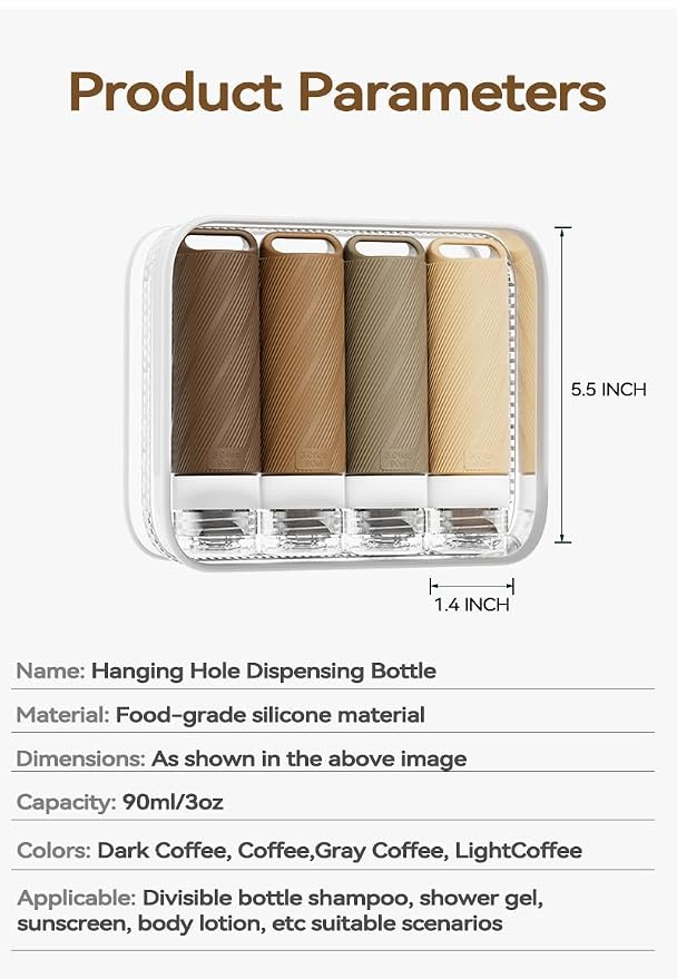 5 packs of toiletries travel bottles, TSA Approval silicone travel containers, leak proof refillable shampoo and conditioner are essential for travel, fitness, business trips, office use(coffee)